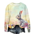 thumbnail image 2 of GA WEIHUA SavingHappy Easter Sweatshirt Women Raglan Long Sleeve Shirts 2025 Cute Bunny Rabbit Graphic Tees Pullover Fuuny Lightweight Shirts Tops(Purple,L), 2 of 4