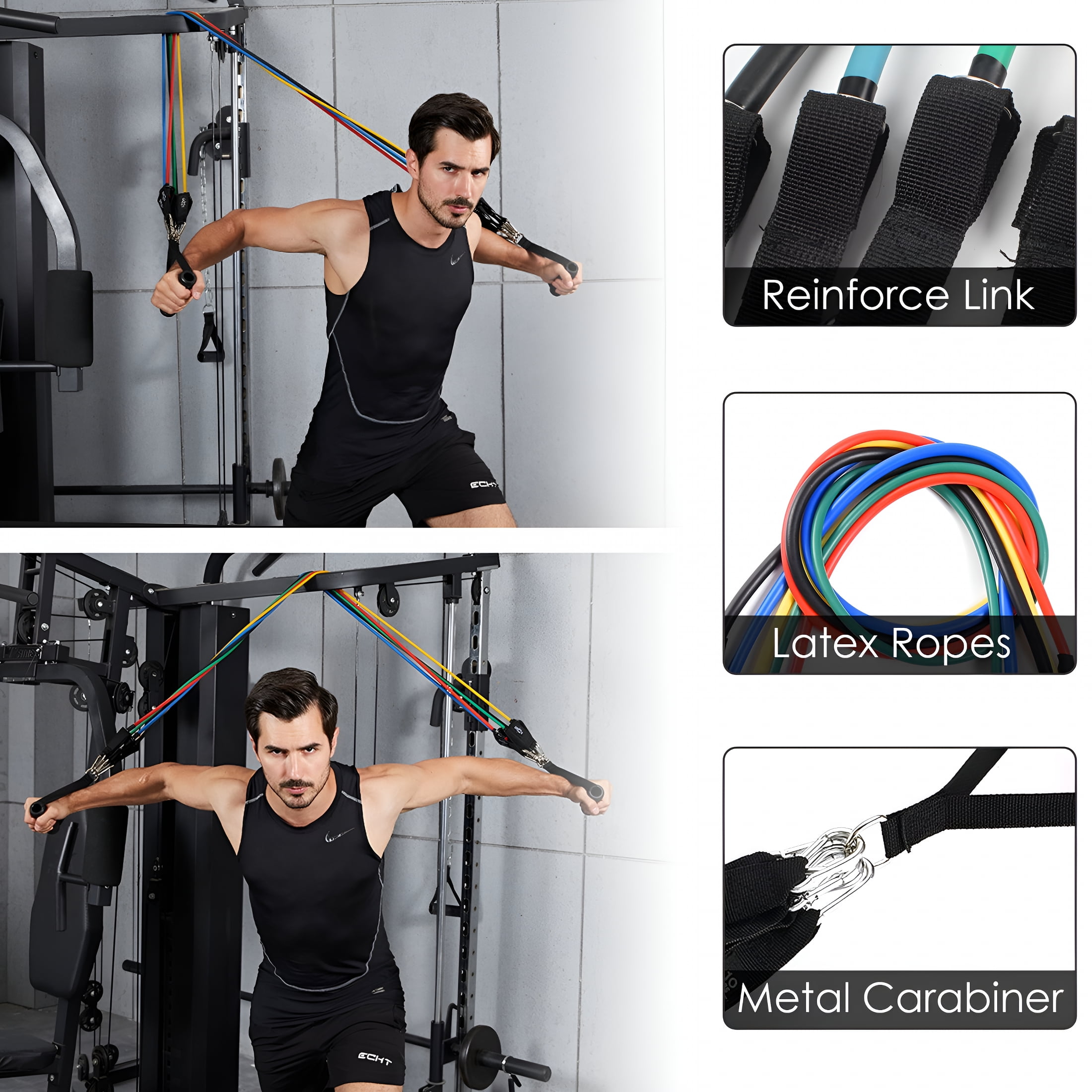 BESTSKY 2026 New Resistance Bands Set, Exercise Bands with Door Anchor, Handles, Carry Bag, Legs Ankle Straps for Resistance Training, Physical Therapy, Home Workouts for Gym, Home, Office, Travel