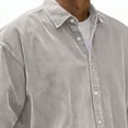 thumbnail image 4 of nerohusy Men's Big and Tall Corduroy Shacket Collared Button Down Long Sleeve Lightweight Casual Spring Shirt Jacket 2026 Silver,S, 4 of 8