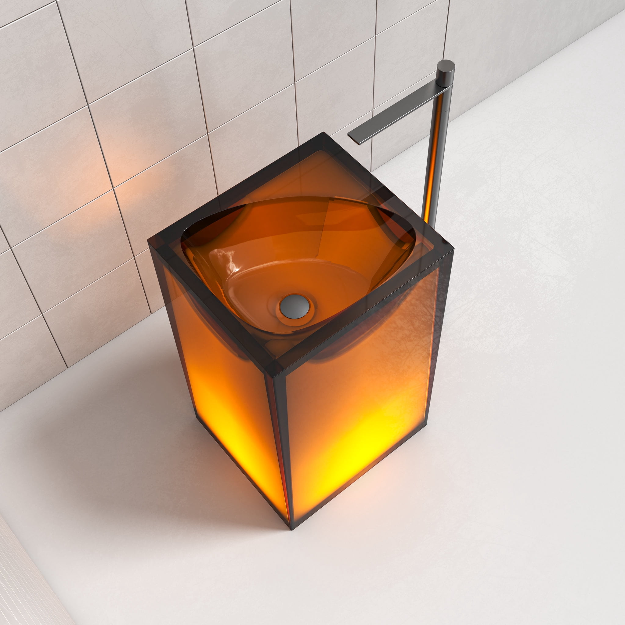 Vanity Art 33.5" Height Stone Resin Pedestal Freestanding Bathroom Sink Hand Wash Basin