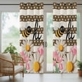 thumbnail image 3 of 2 Panels Outdoor Curtains for Patio Waterproof 54"x108" Spring Bees Daisy Weatherproof Privacy Outsides Curtains, Rustic Tulips Dots Brown Striped Burlap Grommet Thermal Drapes for Cabana Porch, 3 of 8
