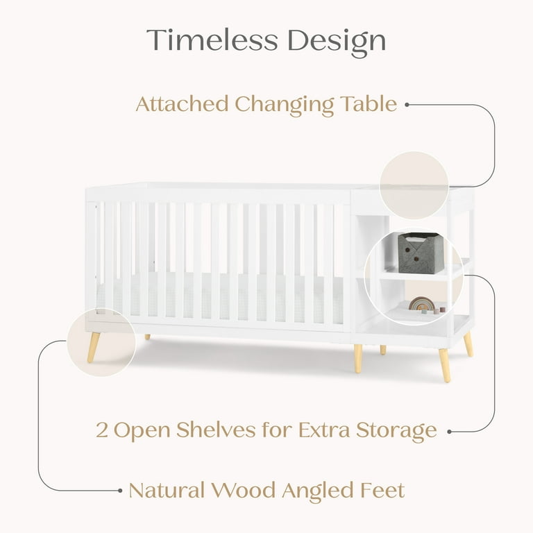 Delta Children Essex 4-in-1 Convertible Crib and Changer, Bianca