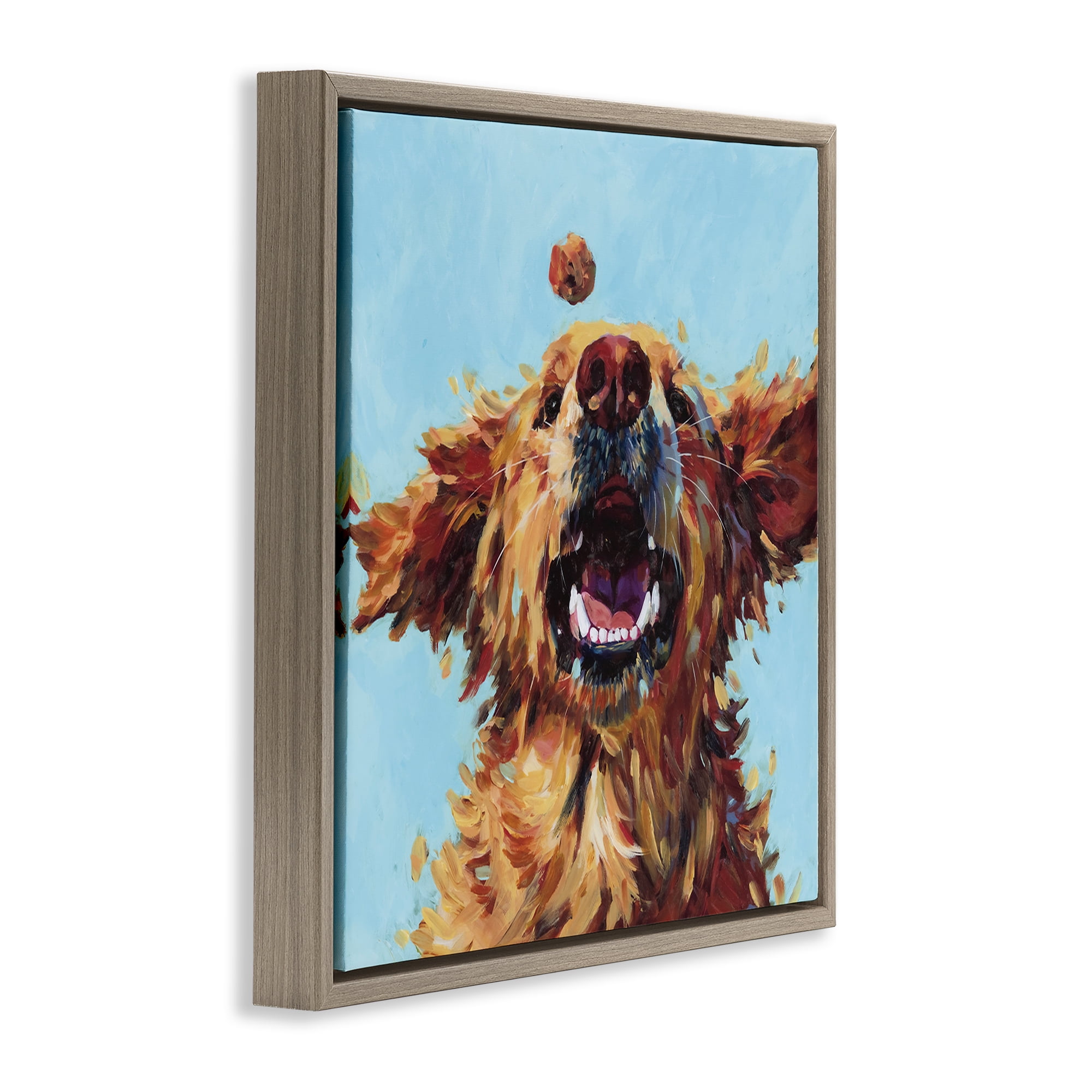 Stupell Industries Treato Loyal Dog Brown Framed Floater Canvas Wall Art, design by Studio Bautista