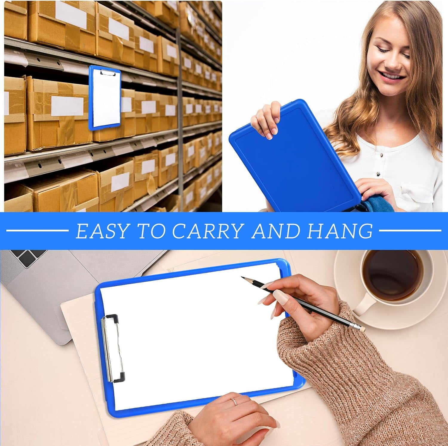 Plastic Clipboard with Storage Heavy Duty Portable Writing Boards for 150 Sheet A4 Paper with Pen Holder Large Capacity Clipboards for Nurse Teacher Student Classroom Office
