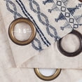 thumbnail image 4 of Lazzzy Linen Curtains Bordered Embroidery Boho Curtains for Living Room Bedroom 90 inch Light Filtering Window Drapes Grommet 2 Panels Blue on Beige, 4 of 13