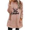 thumbnail image 2 of Puntoco Blusa de manga larga cálida con cuello redondo y estampado suelto de invierno para mujer Puntoco Puntoco-2765, 2 of 4