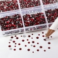 thumbnail image 3 of fuzhong-Beadsland 7200pcs Flatback Rhinestones,Dark Red Rhinestones Nail Gems Round Crystal Rhinestones for Crafts,Mixed 6 Sizes with Wax Pencil Kit, SS3-SS10,Dark Siam, 3 of 4