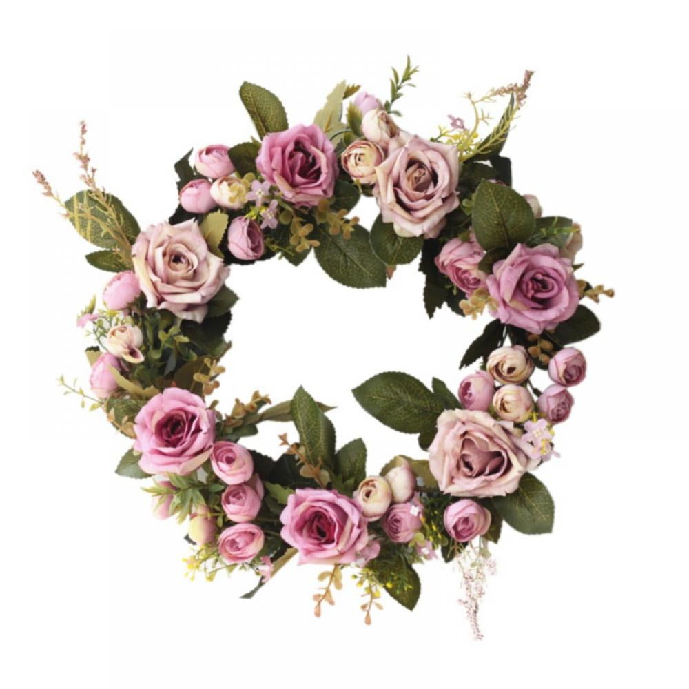 Eucalyptus Modern Pink Rose Peony and Lavender Grapevine Wreath Hydrangeas