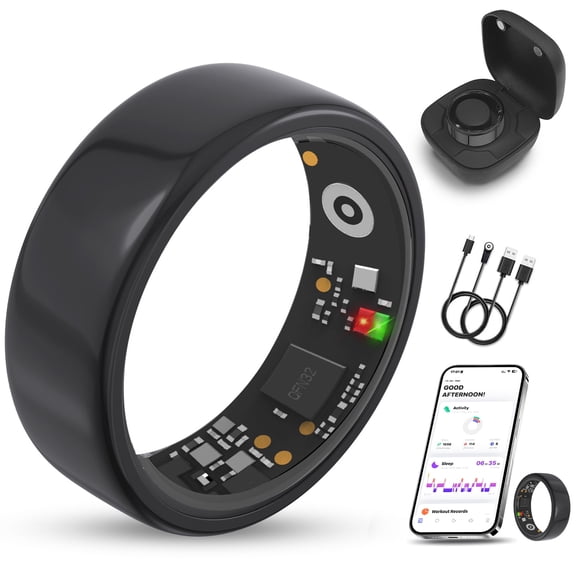 Upgraded Health & Fitness Tracking Ring | Sleep Monitor | 5-Day Battery & IP68 Waterproof | Gold, Size 9