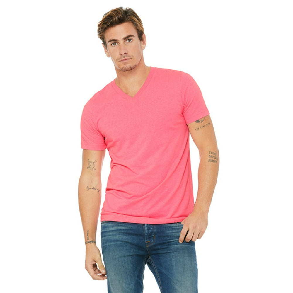 BELLA+CANVAS - Unisex Jersey Short-Sleeve V-Neck T-Shirt - NEON PINK ...