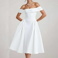 thumbnail image 2 of QHFBli Dresses for Women's Elegant Off Shoulder Short Sleeve Swing A Line Wedding Evening Party Midi Dress, 2 of 5