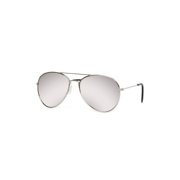 Gravity Shades Aviator Mirrored Lens Curved Sunglasses, Silver