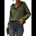 thumbnail image 2 of Suéteres de Mujer, Ropa de Otoño e Invierno, Jersey de Punto Informal de Larga con Botones y Volantes y Cuello Redondo Verde Oliva L, 2 of 8
