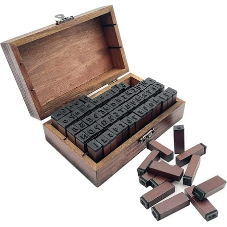 Alphabet Stamps 70 PCS Vintage Wooden Rubber Letter Number Alphabet Combination Letter Stamp Diary Ablum Wedding Letter Wood Rubber Stamp Set with Vintage Wooden Box Gift (Cursive Writing)