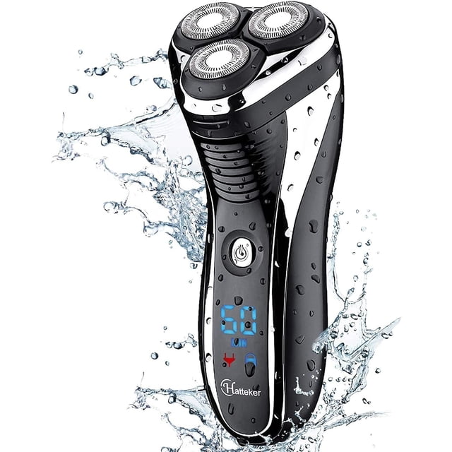 Hatteker Afeitadora eléctrica, afeitadora rotativa para hombres, recortadora de barba inalámbrica, recortadora pop, resistente al agua