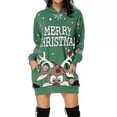 thumbnail image 2 of Navidad Mujer Moda Navidad Sudadera Con Capucha Bolsa Cadera Bolsillo Estampado Sudadera Con Capucha Vestido De Moda Ropa De Festival Túnica Mujer-A, 2 of 3