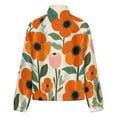 thumbnail image 6 of Jackets for Women Winter Coat Jackets Flannel Stand Collar Jacket(Orange Flowers Blooming Beautifully Serene,Size:S-4XL), 6 of 7