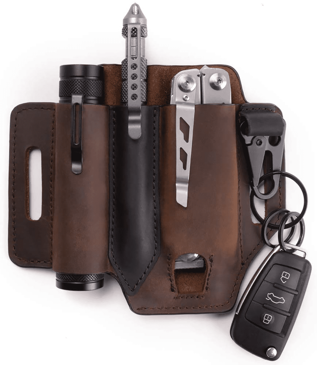 AMERTEER Multitool Sheath for Belt, Leather EDC Pocket Organizer for