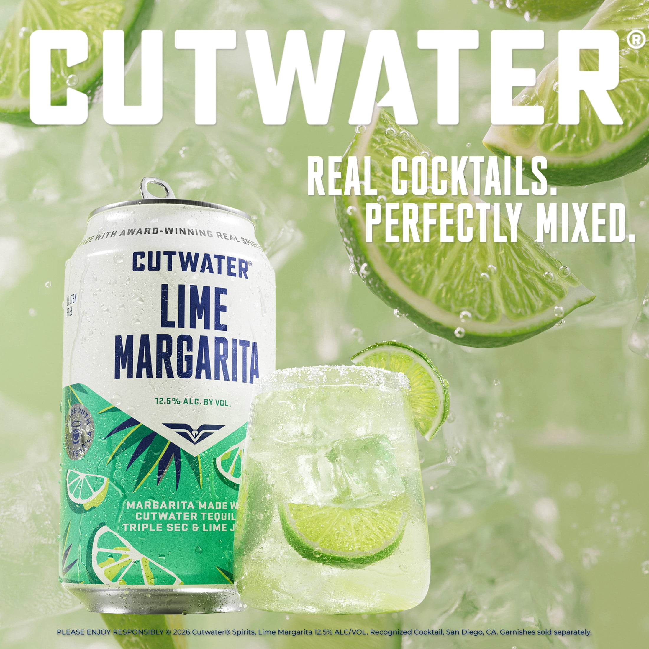 Cutwater Spirits Tequila Lime Margarita, 4 pack 12 fl. oz. Aluminum Cans, 12.5% ABV
