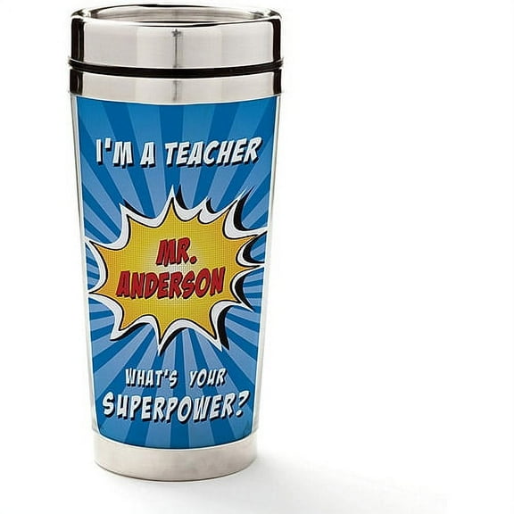 Personalized Super Teacher Travel Mug, Blue
