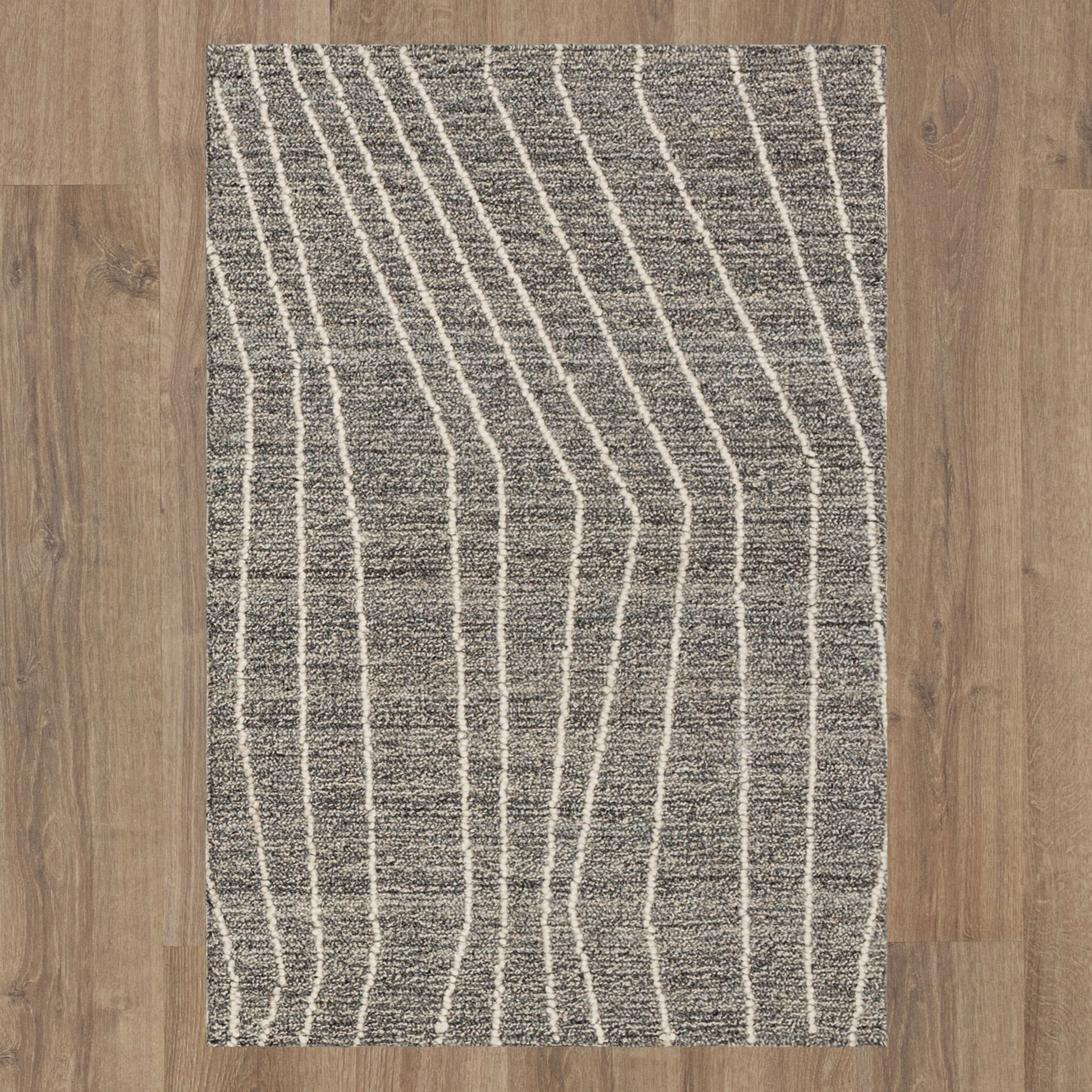 Mainstays Wool Lines Plush Indoor Fade Resistant Tufted Area Rug, Grey, 2'6" x 3'9"