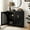Black, variant on Mid Century Modern Sideboard Cabinet, Fluted Design Buffet Storage Cabinet with 2 Outlet Holes, Narrow Sofa Table for Entryway, Kitchen Coffee Bar, Hallway Organization, Dark Walnut