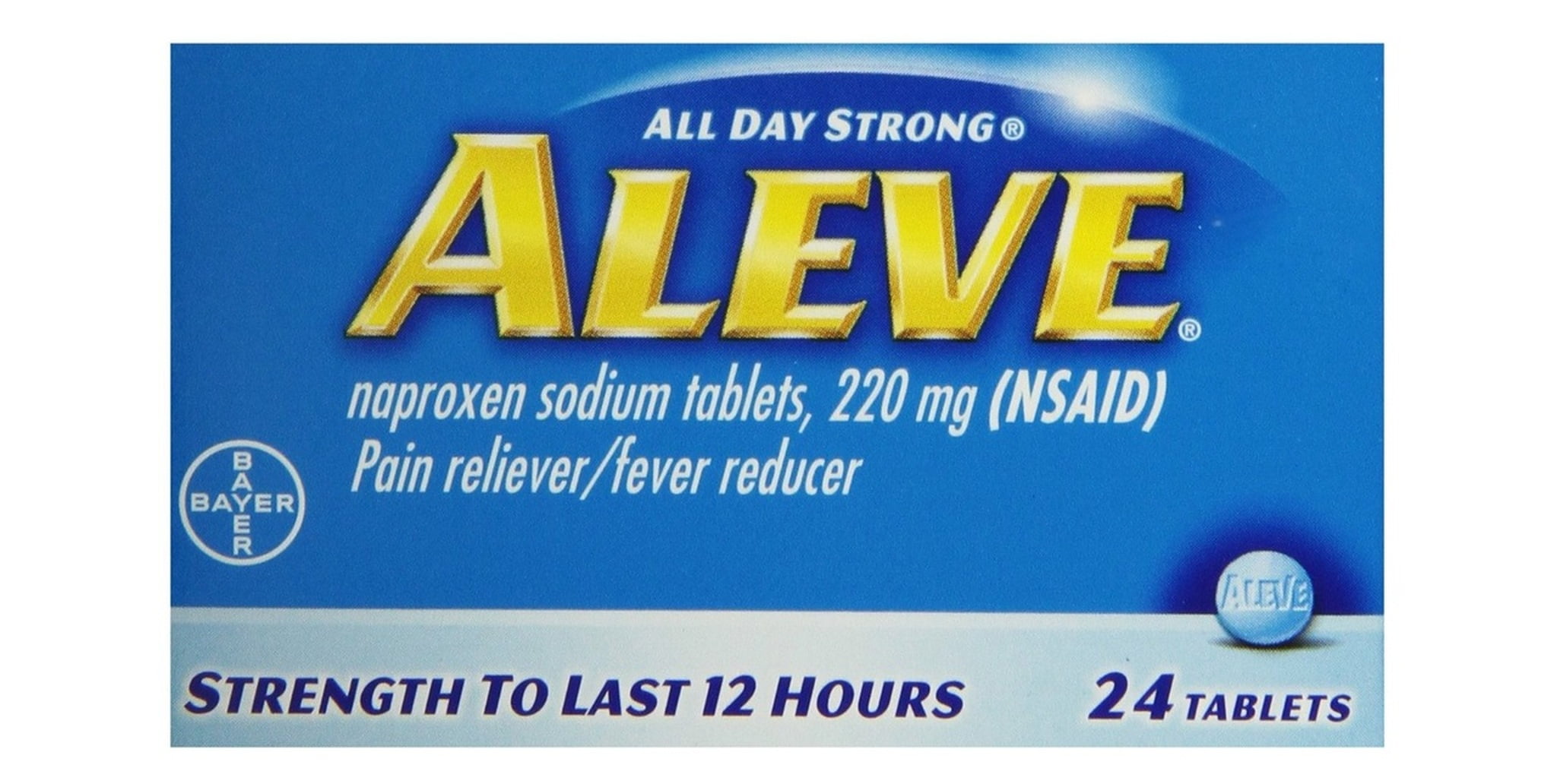 Aleve Tablets with Naproxen Sodium, 220mg Pain Reliever 24ct, Blue