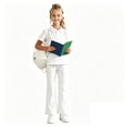 thumbnail image 7 of Uniform Pants for Girls Elastic Waist Bell Bottom White Uniform Pants Girls Back to School Clothes Size 5-16 Years, 7 of 7