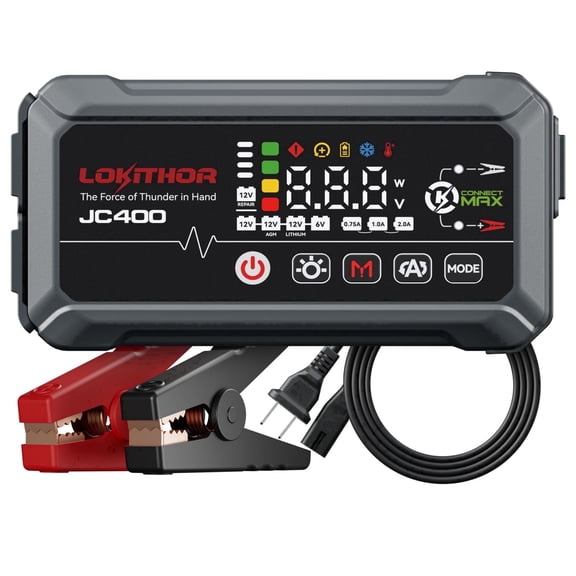 LOKITHOR JC400 9-in-1 2500A Car Jump Starter with 6V/12V Battery Maintainer & Smart Charger for 8.5L Gas/6.5L Diesel, 12V Battery Booster, Power Bank