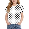 thumbnail image 2 of Vornjynx Kids Girls T-Shirt Crew Neck Puff Short Sleeve Polka Dots Summer Casual Cute Tee Black Size 14-15, 2 of 9