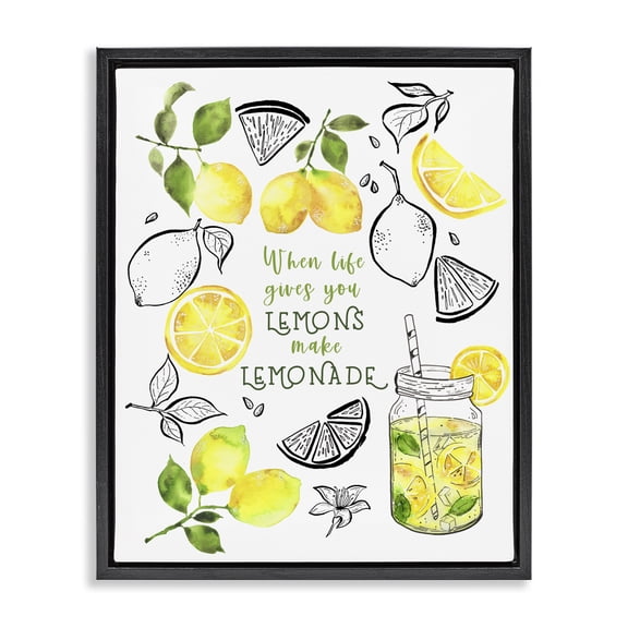Stupell Industries Rustic Lodge Make Lemonade Kitchen Phrase Black Floating Frame Canvas Art, 17 x 21, by By the Lakeside