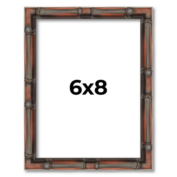 6x8 Frame Brown Bamboo with Dark Coffee/Walnut Finish | Solid Wood Picture Frame Width 0.75 Inches