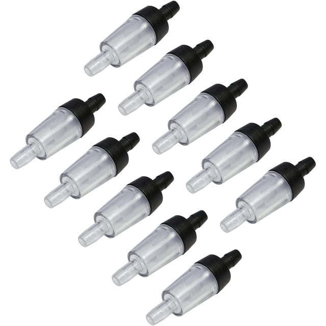 Paquete de 10 válvulas de retención para acuarios, válvulas antirretorno unidireccionales de plástico negro, protectores de bomba para peces estándar de 0,4 cm, accesorios para tubos superiores estánd