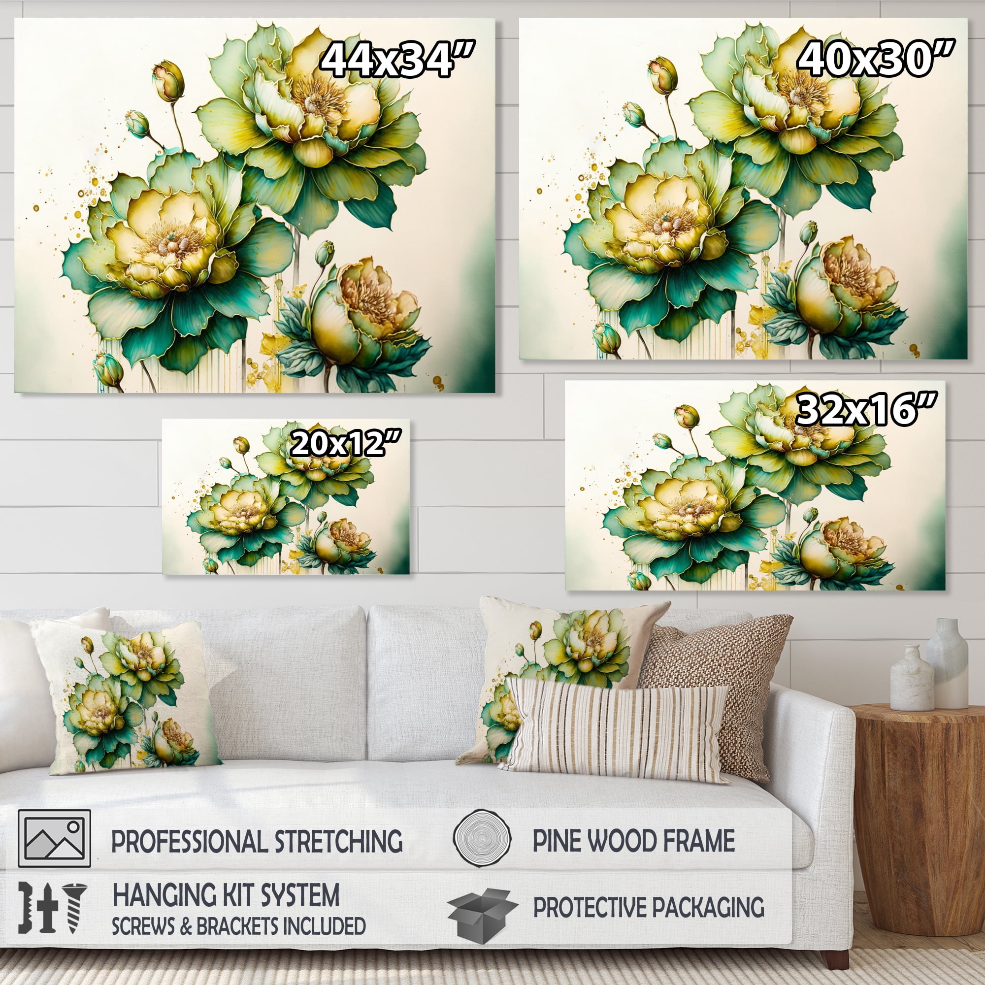 Designart Green Blooming Daffodils Canvas Wall Art
