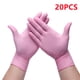 thumbnail image 3 of Guantes desechables de nitrilo rosa, 20/50/100 unidades, sin polvo ni látex, para cocina, para mujeres, para salón de belleza, para tatuajes, para teñir el cabello, 3 of 5