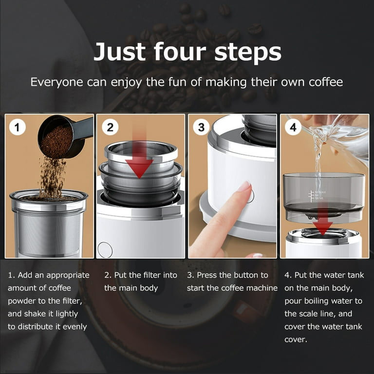 Coffee Maker Portable Espresso Machine Tritan Water Tank Mini Electric Drip Outdoor Coffee Pot, Size: 11, White