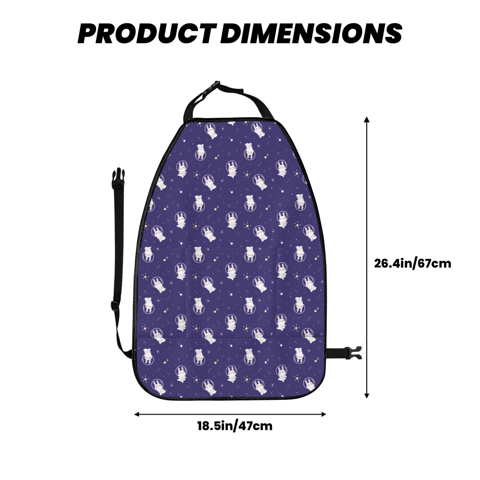 Kdxio Astronaut Rabbit Print 2 Pack Car Kick Mat Seat Cover Back Protector Mat with Pockets for Organizer Backseat Protector and Storage Anti Kick Pad for Vehicles