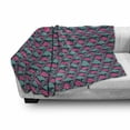 thumbnail image 2 of Flamingo Soft Flannel Fleece Throw Blanket, Animal Print with Repetitive Bicolour Design Exotic Birds, Cozy Plush for Indoor and Outdoor Use, 70" x 90", Dark Teal Pink, by Ambesonne, 2 of 5