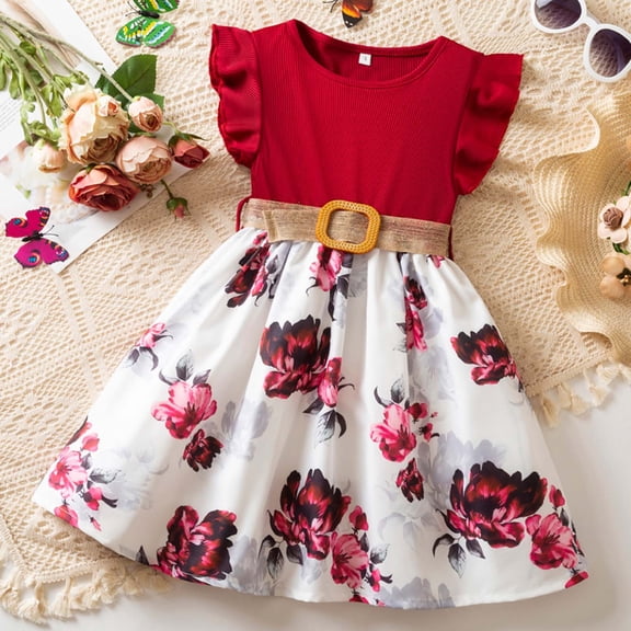 Teen Girl Easter Dresses Bowknot Design Dress Ruffle Short Sleeve Casual Fall Winter Holiday Flower Dress for Teens Fashion Design Summer Dress