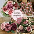 thumbnail image 4 of 50pcs Artificial Flowers Foam Fake Rose with Stems 12 Leaves Real Looking Faux Roses for Wedding Bouquets Bridal Shower Centerpieces Arrangements Party Tables Decorations DIY (50, Dusty Pink), 4 of 11