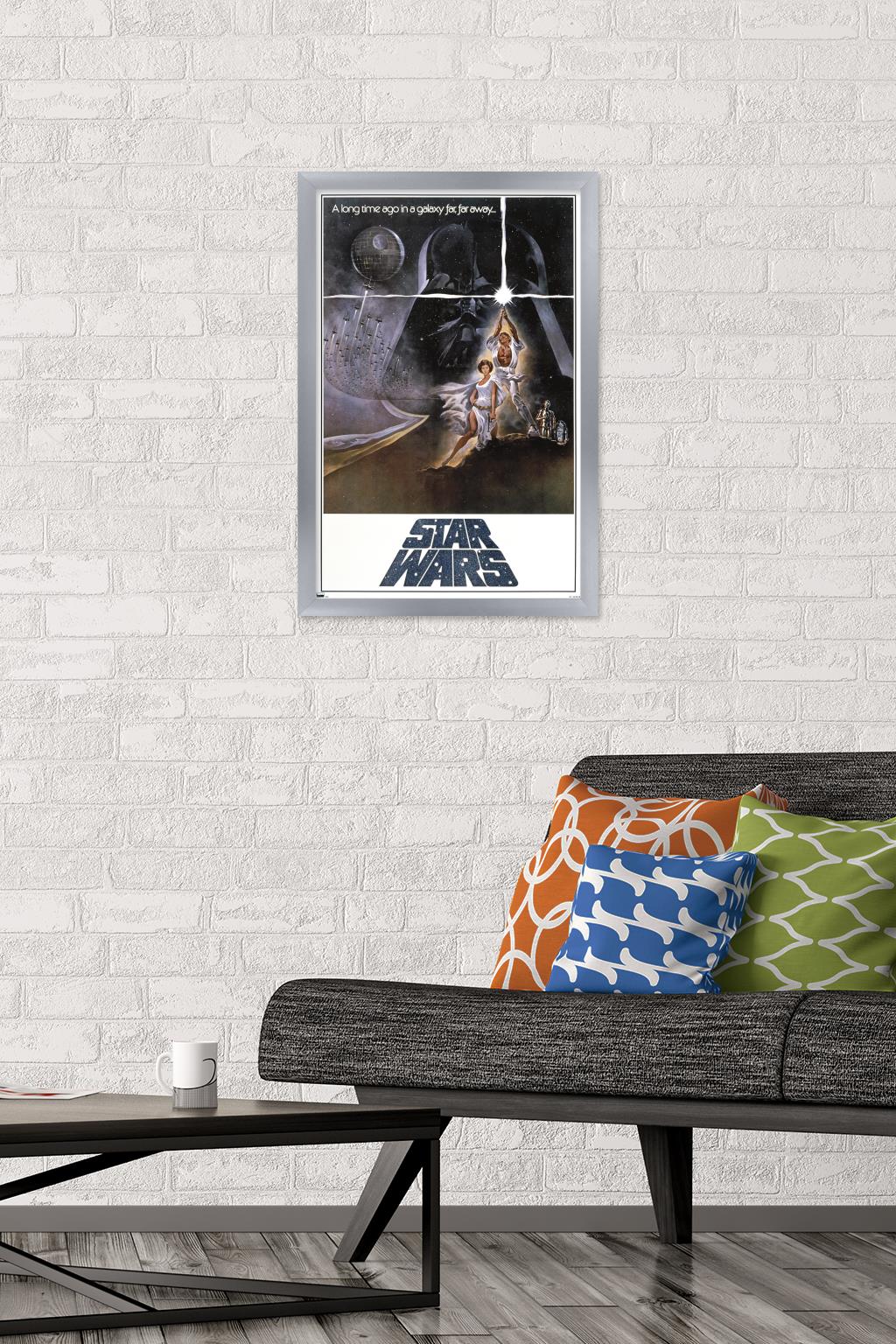 Star Wars: A New Hope - One Sheet B (No Billing Block) Wall Poster, 14.725" x 22.375" Framed