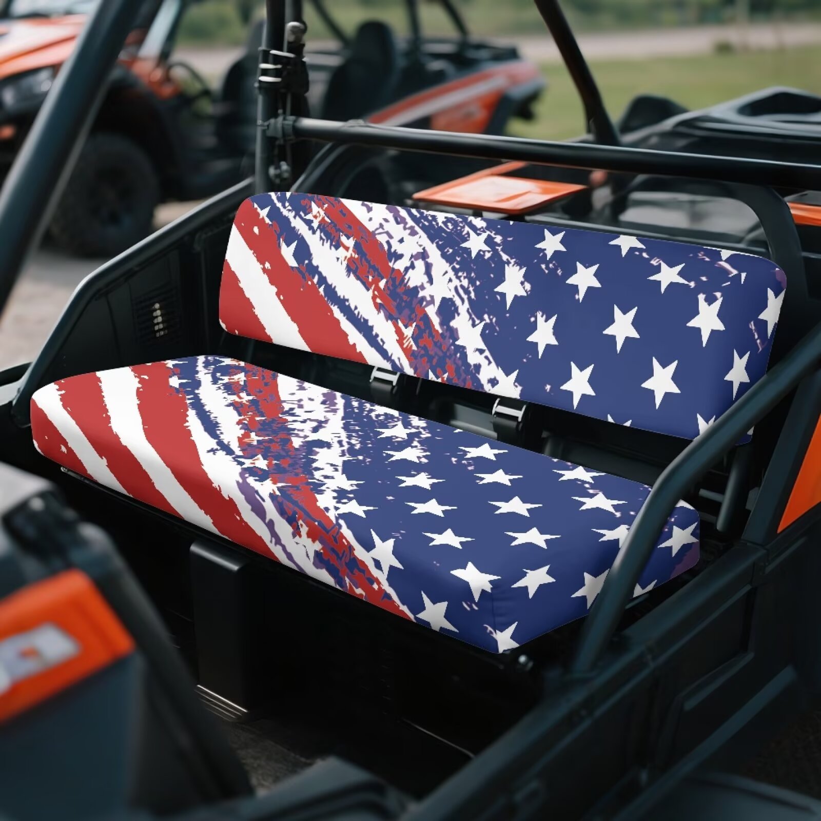Garronmavis UTV Seat Covers for Mule Seat Accessories Parts Anti-Slip Dirt-Proof Full Protection Compatible with Kawasaki Mule 40104x4 FE(2021-2025) American Flag