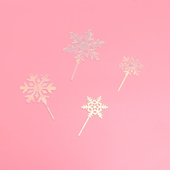 Mobutofu Acrylic Sky-Blue Snowflake Cake Decorations for Birthday Wedding 12Pcs 4.3x3.1x0.1in
