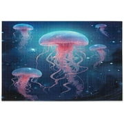 Wellsay Pink Jellyfish Puzzles for Adults 500 Piece,Intellectual Educational Decompressing Puzzle Toy for Kids,Adults, Birthday Gift20.5"x14.9"