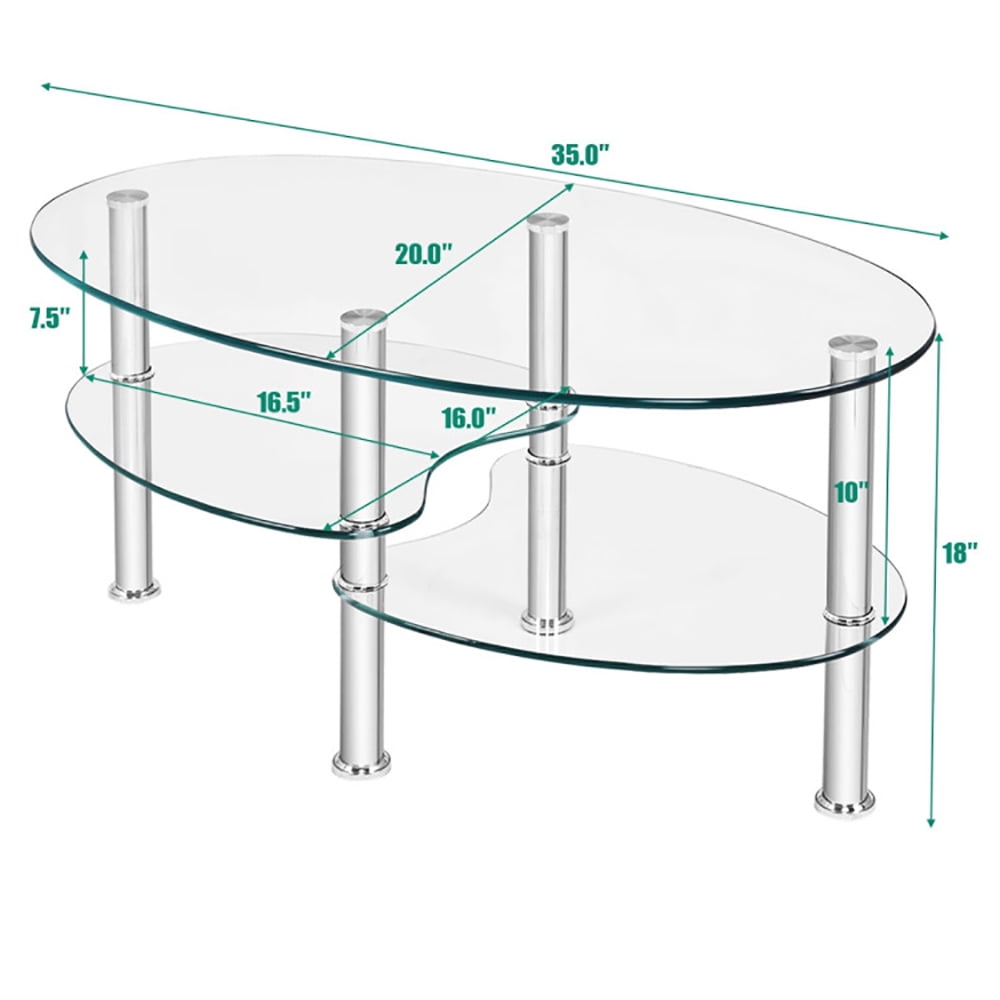 Finihen Glass Coffee Table, Oval Coffee Table, Tempered Glass Oval Side Coffee Table, for Living Room, Reception Room, Transparent Finihen Glass Coffee Table, Oval Coffee Table, Tempered Glass Oval Side Coffee Table, for Living Room, Reception Room, Transparent