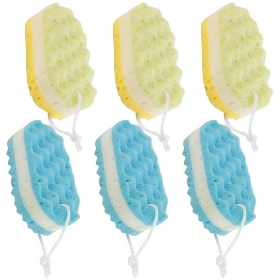 LEORX 6Pcs Body Wash Scrubber Soft Bath Sponge Lightweight Assorted Colors for Travel