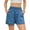 Blue Bow Embroidery, variant on Livrdious Women's High Waisted Basic Jean Shorts Elastic Waist Straight Leg Casual Summer Stretchy Denim Shorts