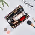 thumbnail image 3 of Skull pink blue flower Makeup Bag, Large Capacity Travel Cosmetic Bag for Women Girls- Travel Toiletry Bag Leather Portable Waterproof Makeup Case Organizer with Handle, 3 of 4