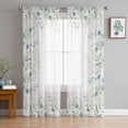 thumbnail image 3 of Sheer Curtains 63 inches Long, Watercolor Light Blue Eucalyptus Leaves Abstract Art Plant Light Filtering Sheer Window Curtains Rod Pocket Voile Drapes for Bedroom Living Room, 52"W x 63"L 2 Panels, 3 of 7