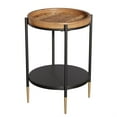 thumbnail image 2 of Demi Bonn 2-Tier Round End Table - Solid Wood Tabletop + Metal Frame, Industrial Vintage Style, Dual-Level Storage & Display, for Living Room/Bedroom, Rustic Brown & Black, 2 of 5